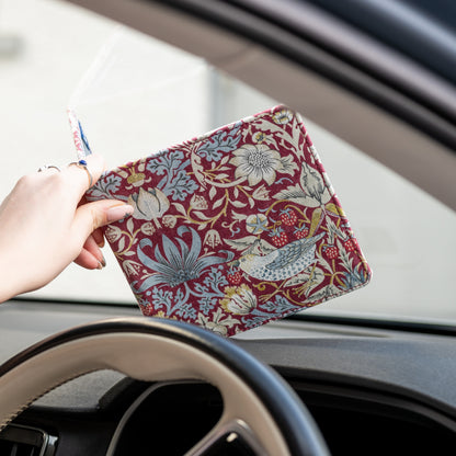 Blue Badge Wallet - Disabled Parking Permit Holder William Morris Strawberry Theif Plum - UK Made