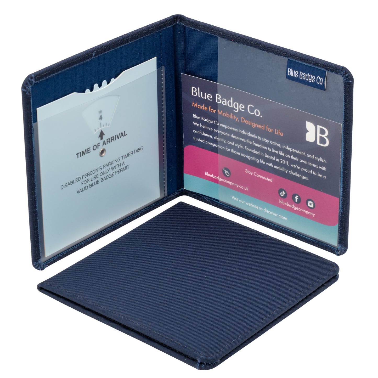 Blue Badge Wallet - Disabled Parking Permit Holder Navy Drill  - UK Made