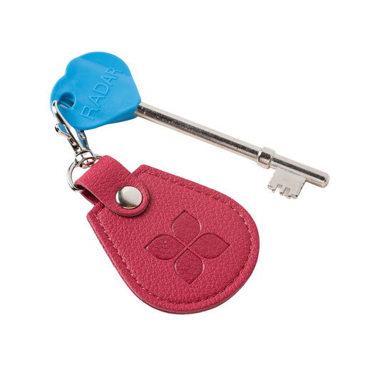 Vegan Leather Recycled Bottles Keyring with Disabled Toilet RADAR Key in Raspberry