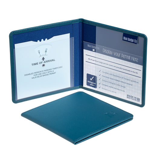 Vegan Leather Blue Badge Parking Permit Wallet Made from Recycled Bottles in Peacock
