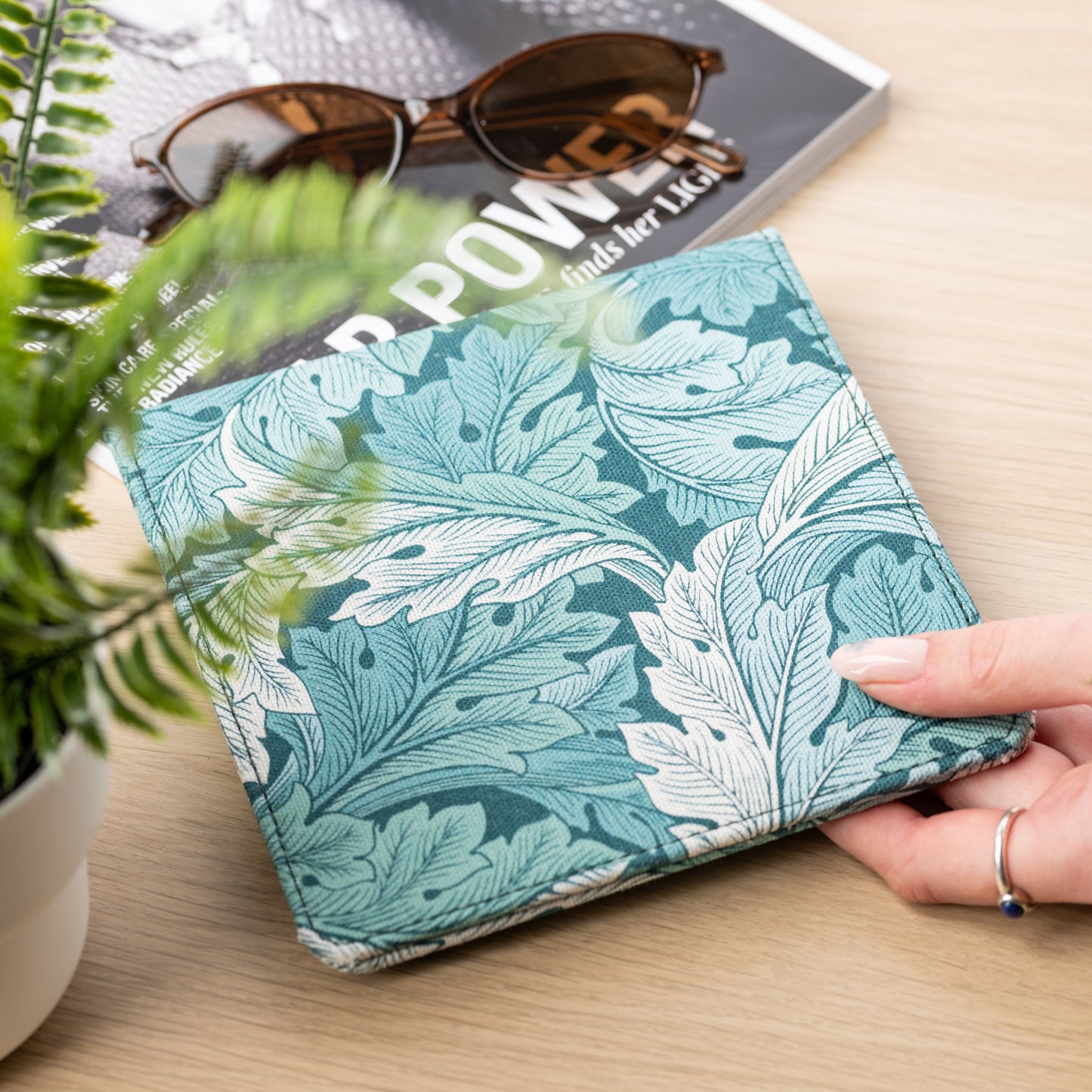 Blue Badge Wallet - Disabled Parking Permit Holder William Morris Acanthus Teal - UK Made