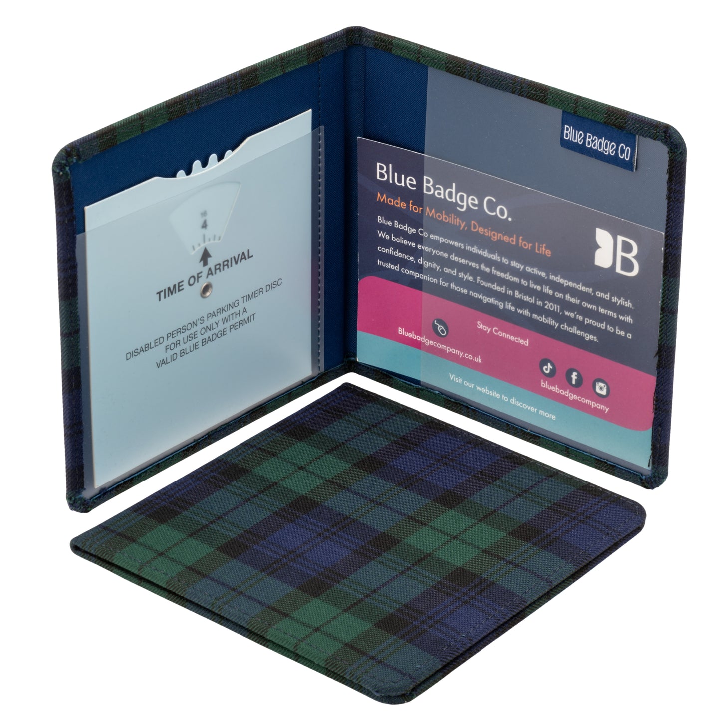 Blue Badge Wallet - Disabled Parking Permit Holder Blackwatch Tartan  - UK Made