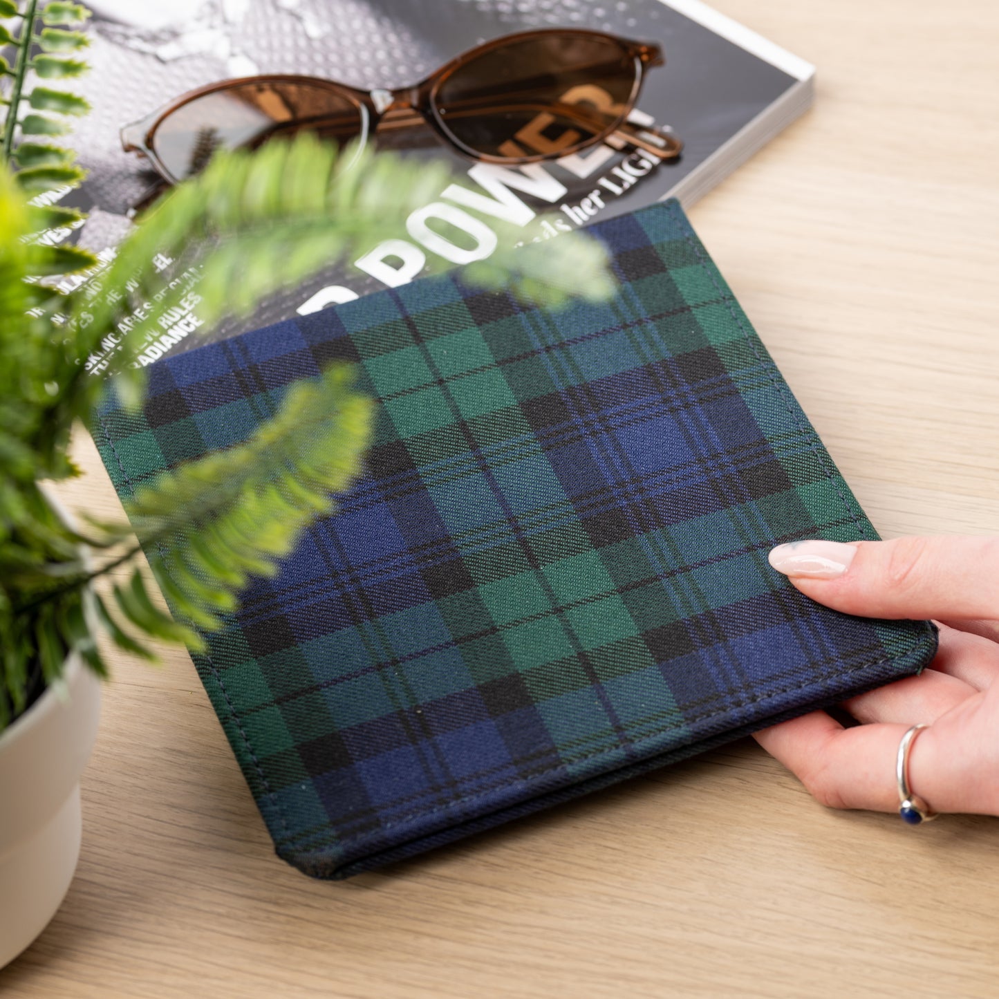 Blue Badge Wallet - Disabled Parking Permit Holder Blackwatch Tartan  - UK Made