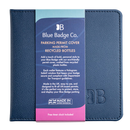 Blue Badge Wallet - Disabled Parking Permit Holder Recycled Bottles Navy - UK Made