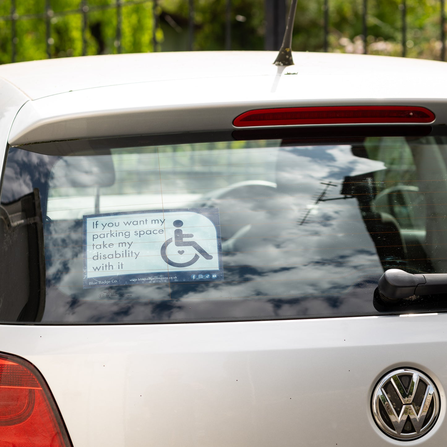 Twin-Pack Disabled Car Window Sticker Rectangle, “ If you want my parking space take my disability with it” Disability Parking Awareness Vinyl Decals