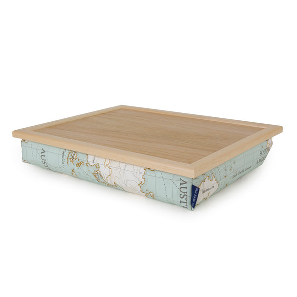 Bean Bag Cushioned Wooden Frame Lap Tray in Maps - UK Made