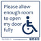 Disabled Car Sticker Square - Please allow enough room to open my door fully