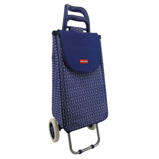 Foldable Shopping Cool Bag Trolley in Navy frontal image