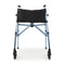 Frontal full image of open folding walking frame in navy
