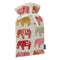 Large Hot Water Bottle in Nelly Elephant with white satin ribbon and blue badge company label showing