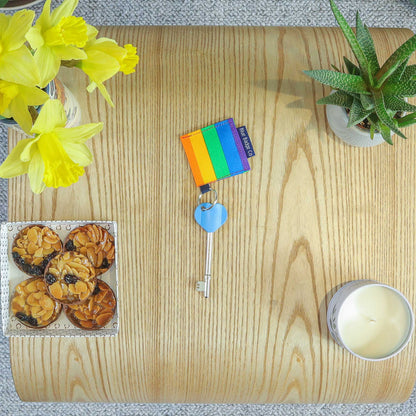 Genuine RADAR Disabled Toilet Key & Fabric Keyring in Rainbow