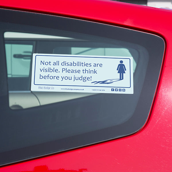 Disabled Car Sticker Rectangle - Not all disabilities are visible. Ple ...